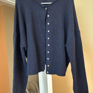 Carly Jean Los Angeles Ellie Cardigan Sweater navy blue